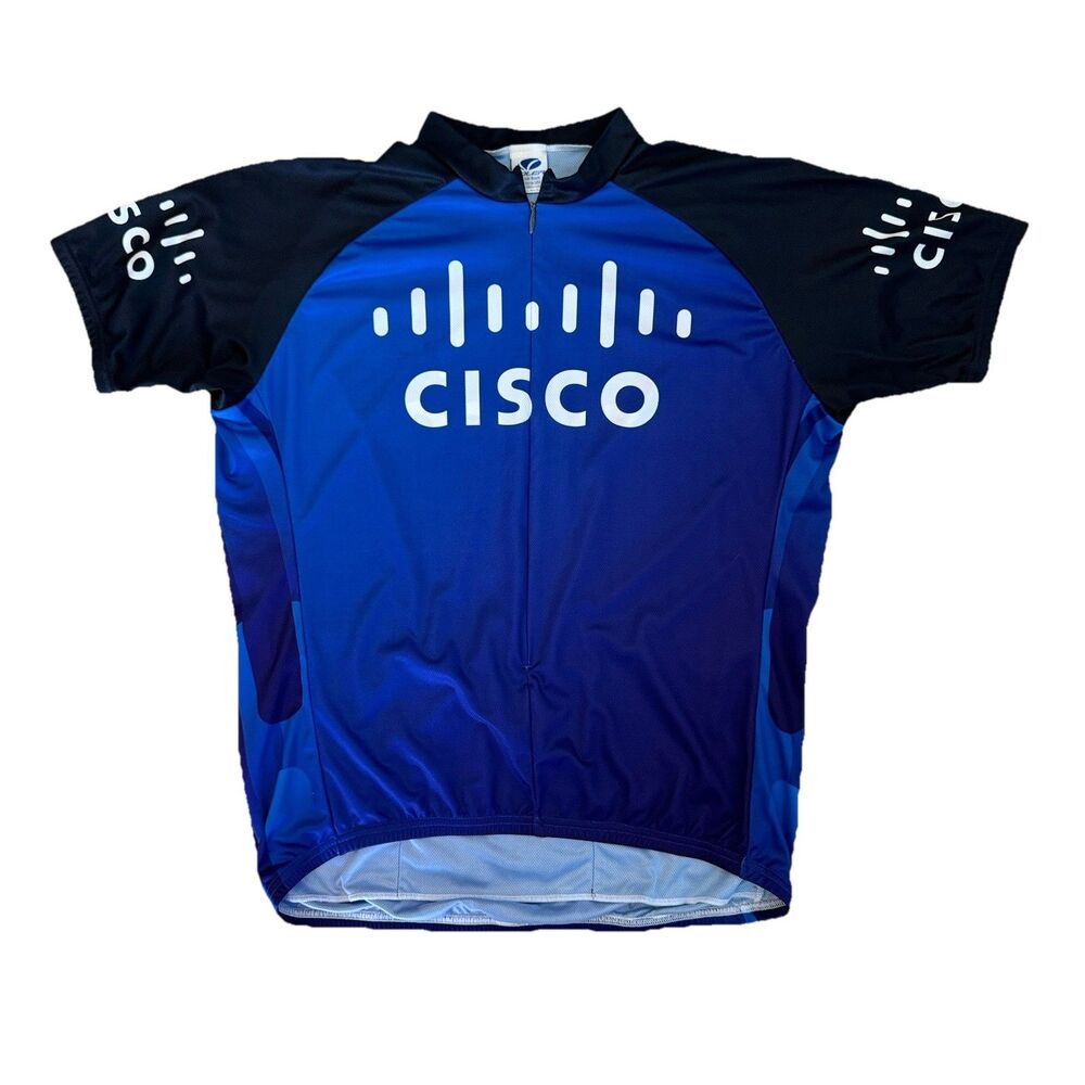 Voler Cisco Cycling Jersey 3XL Blue Tech Logo Bike Shirt USA Made RidePro 3 Pock
